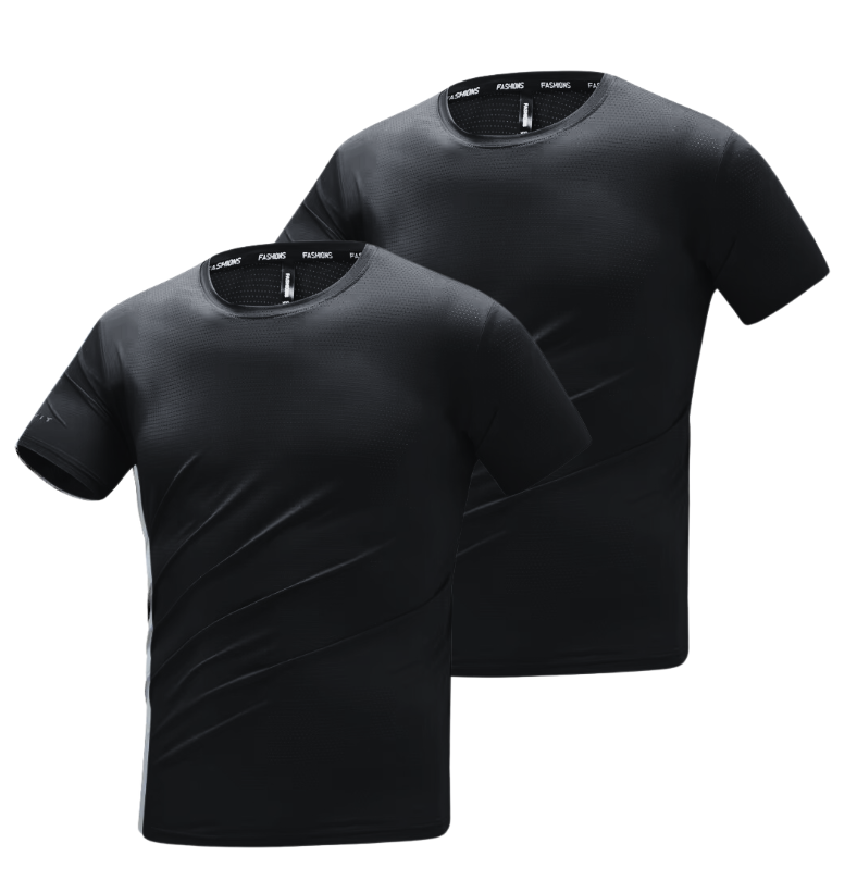 BAMBOO FIBRE T-SHIRT | BAMBOO GYM SHIRT 2-PACK BLACK