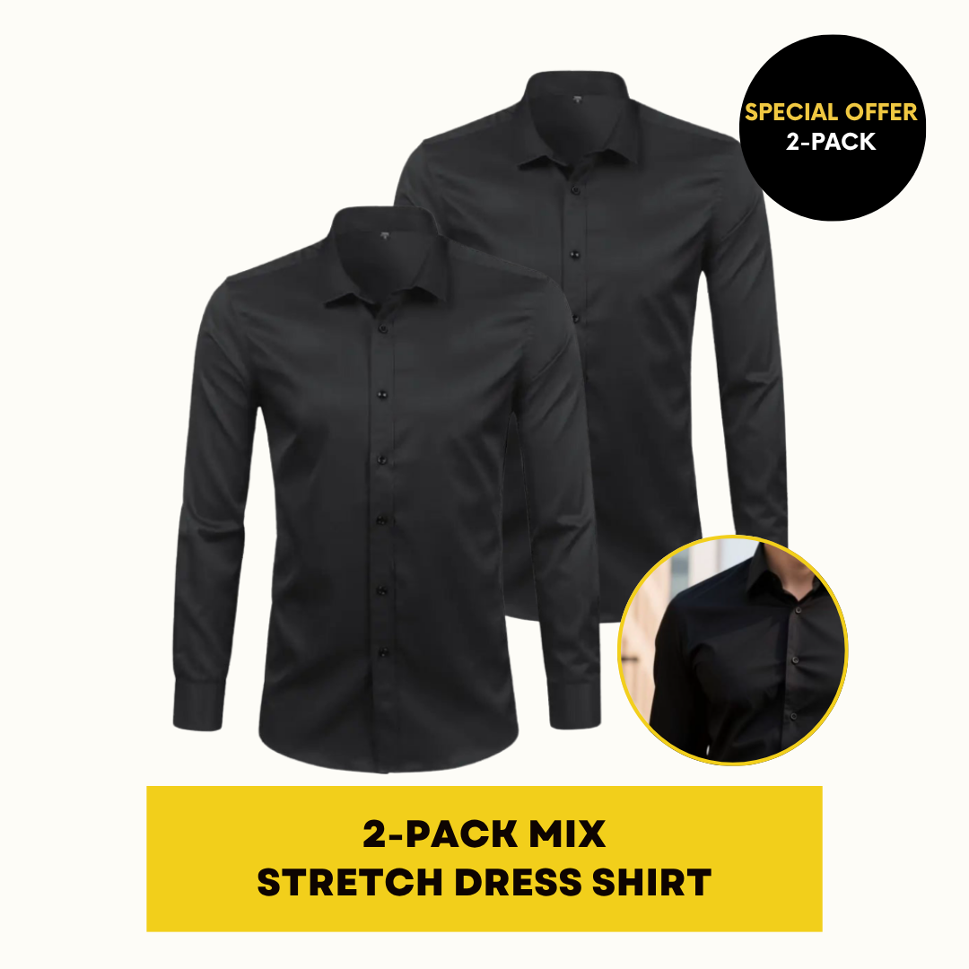 STRETCH DRESS SHIRT | ELASTECH 2-PACK BLACK
