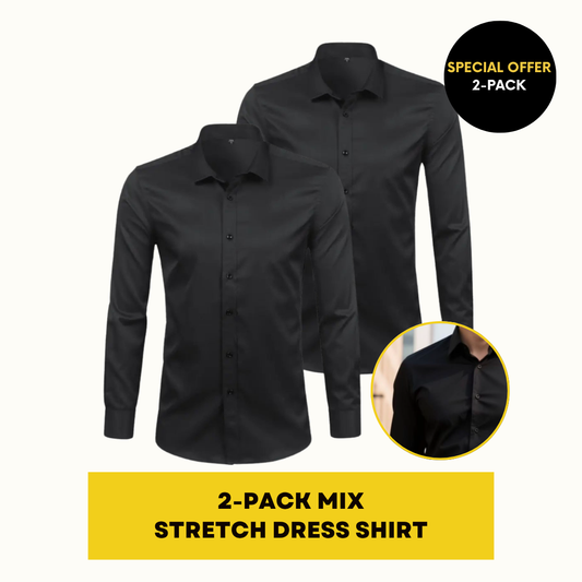 STRETCH DRESS SHIRT | ELASTECH 2-PACK BLACK