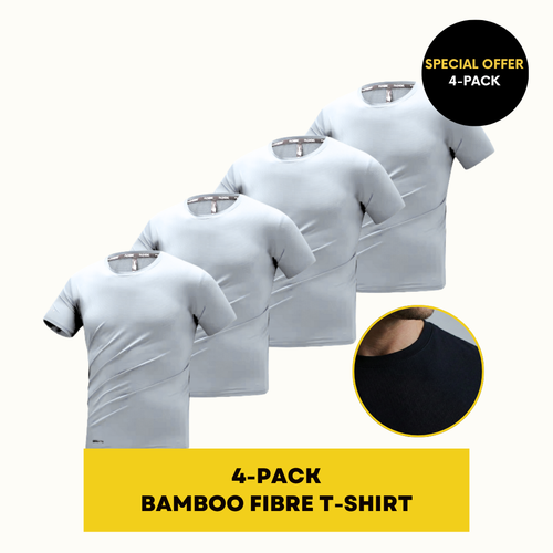 BAMBOO FIBRE T-SHIRT | BAMBOO GYM SHIRT 4-PACK WHITE