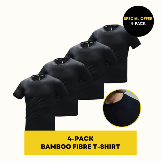 BAMBOO FIBRE T-SHIRT | BAMBOO GYM SHIRT 4-PACK BLACK